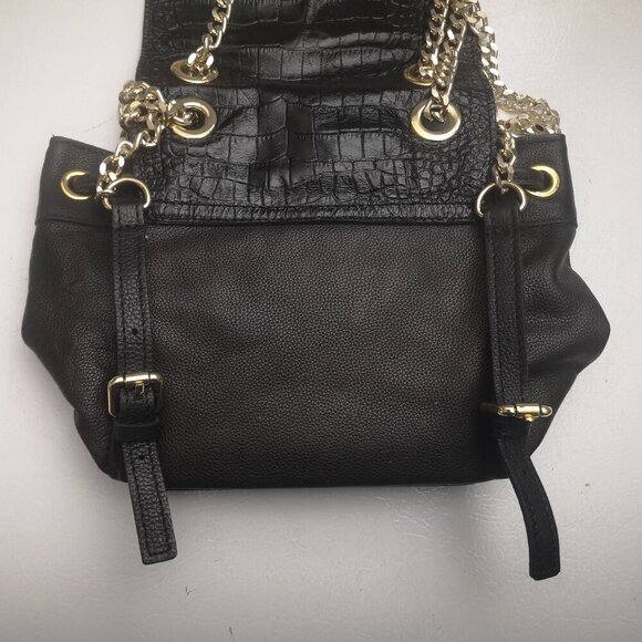 Valentina Genuine Leather Ladies Black Fully Lined Pebble Finish Mini Backpack - Picture 7 of 10